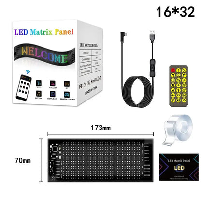 RGB LED Matrix Panel for Car & Truck — Programmable Bluetooth App-Controlled Scrolling Display (16x32, 16x64, 20x64, 16x96)