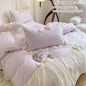 3-Piece Solid Twill Polyester Duvet Cover Set with 2 Pillowcases — Multiple Sizes (135x200 to 260x240 cm / 53x79 to 102x94 in) — White, Yellow, Pink, Purple