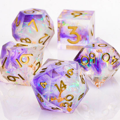 Handmade Resin 7-Piece D20 Polyhedral Dice Set for Dungeons & Dragons & Tabletop RPGs