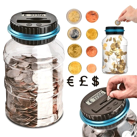 Transparent Electronic Coin Bank with LCD Display – Large Savings Jar, Battery-Operated Money Box for Teens & Adults, Gift