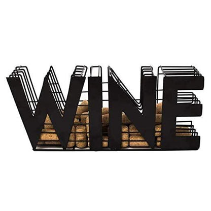 NEWIMAGE Metal Wine Cork Holder - Countertop or Wall Mount, Lacquered Rustic Design, 13"W x 6"H, Kitchen Bar Décor