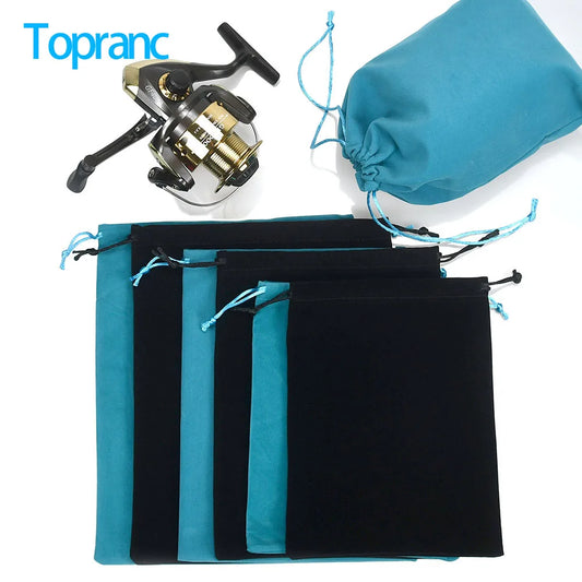Portable Drawstring Fishing Reel Pouch – Flannel Reel Bag for Tackle, Protective Storage (S/M/L)