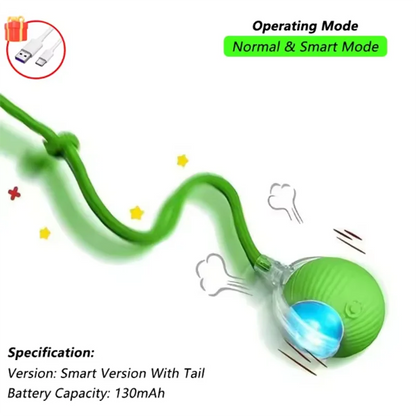 Interactive Smart Cat Toy Ball - USB Rechargeable Automatic Rolling Pet Toy with Obstacle Avoidance & Long Battery Life