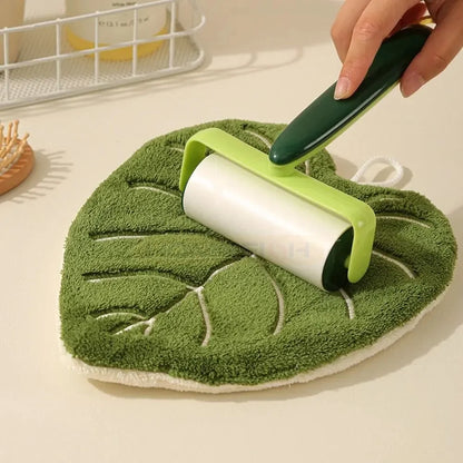 Leaf Double-Layer Hanging Hand Towel Thick Absorbent Coral Fleece 25 x 23 cm (9.84 x 9.06 in) for Kitchen & Bathroom
