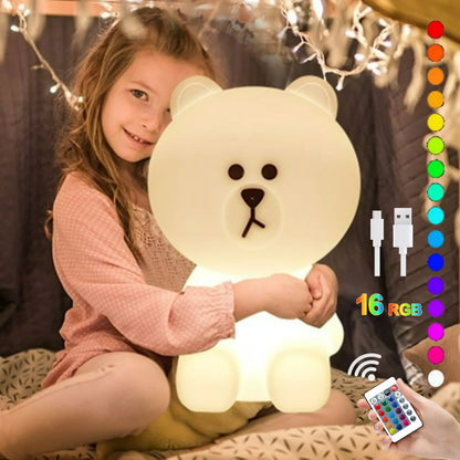 LED Cute Bear Mood Light Night Lamp Children's Bedroom Bedside Lights LED Table Light Living Room Floor Light Birthday Gift