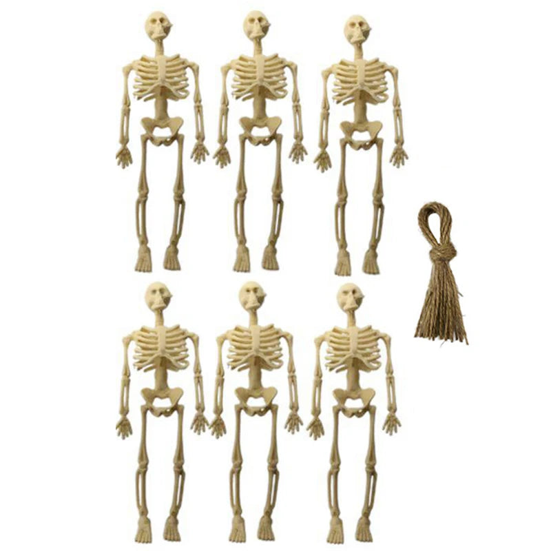 6-Piece Plastic Skeleton Pendant Decorations for Halloween