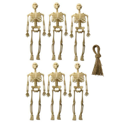 6-Piece Plastic Skeleton Pendant Decorations for Halloween