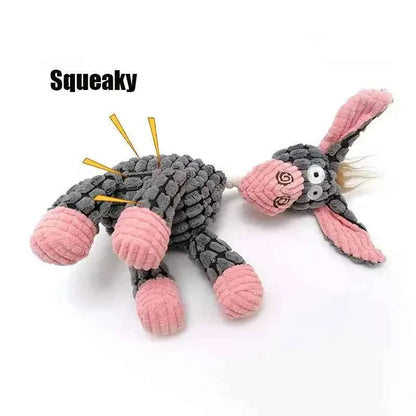 Plush Donkey Squeaky Dog Toy for Gentle Play
