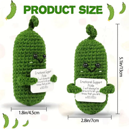 Emotional Support Pickles Handmade Mini Funny Cucumber Gift Cute Handwoven Ornaments Crochet Knitting Doll Christmas Gift
