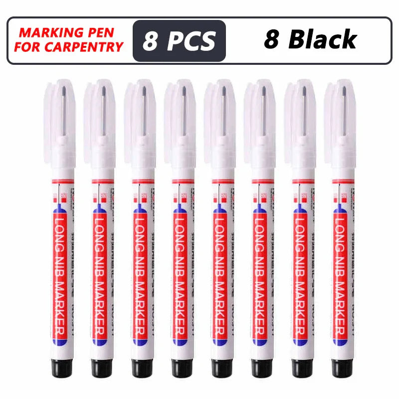20mm Deep-Reach Long Nib Marker Pen for Wood & Metal — Waterproof Carpenter Marking Pen, 13.7cm (5.4in), Multi-Pack (1–40 pcs)