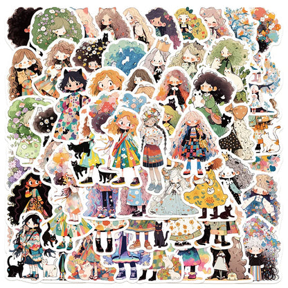 10/30/50pcs Cute Cartoon Girl Anime Stickers Aesthetic Decals Fridge Laptop Phone Scrapbook Diary Decoration Sticker Kids Toys