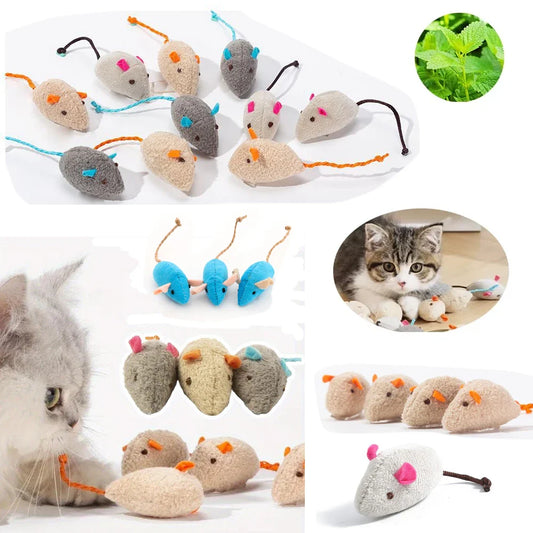 3–200 Pack Rattle Cat Mouse Toys – Prefilled Catnip Faux Fur Interactive Cat Toys for Cats