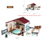 Oenux Farm Stable House Model Action Figures Emulational Horseman Horse Animals Playset Figurine Cute Educational Kids Toy Gift