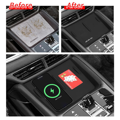 Center Console Storage Tray with Silicone Anti-Slip Pad, Armrest Cup Organizer, Black