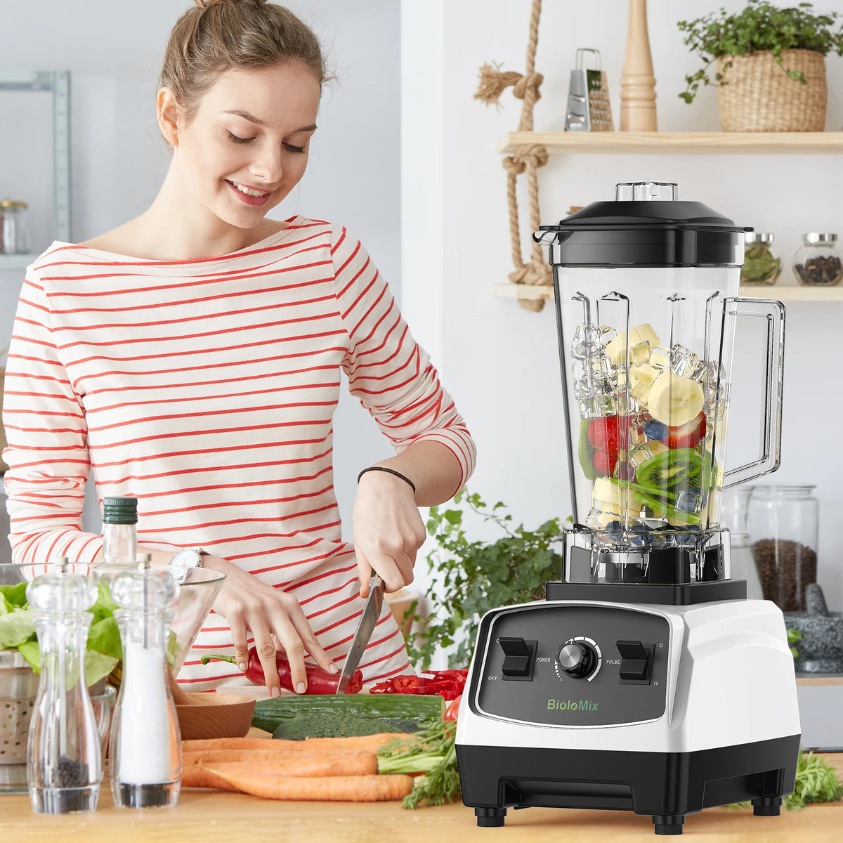 BioloMix G5200 High-Speed Countertop Blender with 2L Jar Options