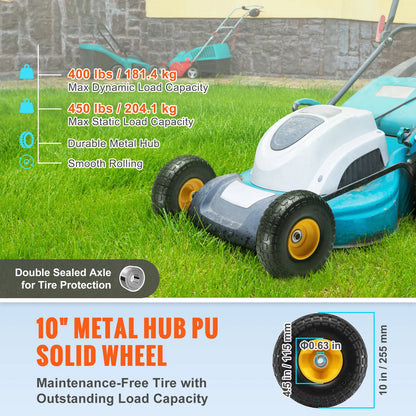 SucceBuy 2-Pack 10 in Solid PU Cart Wheels, 180/400 lb Options