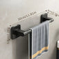 Self-Adhesive No-Drill Bathroom Wall Towel Rack 20-24 in (50-60 cm) Aluminum Single Bar with Hooks