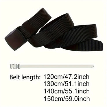 Adjustable Canvas Tactical Belt with Automatic Buckle – Non-Metal Outdoor Casual Belt (120–150 cm | 47–59 in)