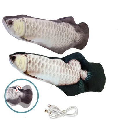 USB Rechargeable Floppy Fish Cat Toy - Interactive Electronic Plush Fish for Cats & Dogs