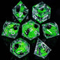 Liquid-Core Cat Resin 7-Piece RPG Dice Set — Sharp-Edge Polyhedral D20 D12 D10 D8 D6 D4 for Dungeons & Dragons & Tabletop