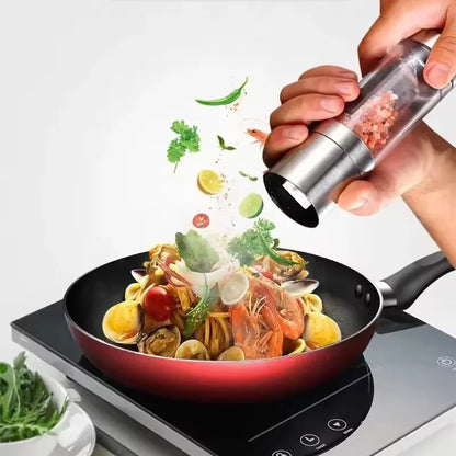 2-in-1 Salt & Pepper Grinder - Manual Stainless Steel Spice Mill with Adjustable Ceramic Grinder