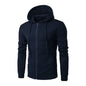 Men's Slim-Fit Zipper Hoodie Jacket – Autumn/Winter Long Sleeve Knit Polyester