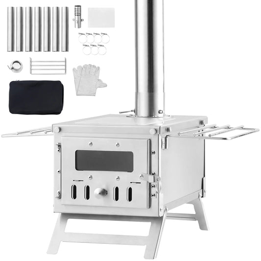 Portable Stainless Steel Camping Wood Stove with Chimney