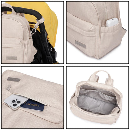 Stylish Waterproof Diaper Backpack for Women — Large Capacity Multi-Functional Nappy Changing Bag with 2 Straps