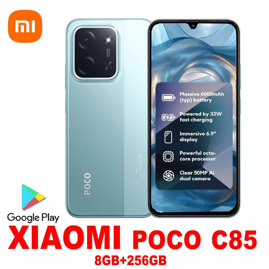 XIAOMI POCO C85 original smart phone 6000mAh/8GB+256GB memory/support GPS/NFC Smart phone
