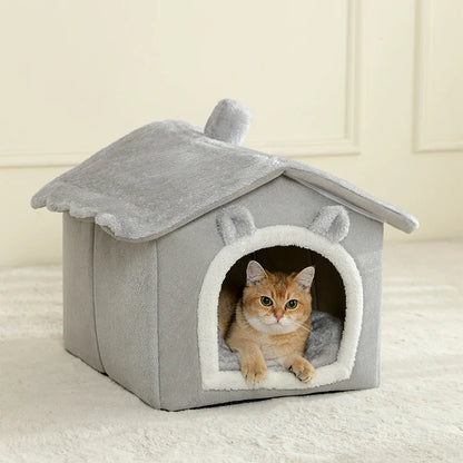 Foldable Removable Washable Pet House - Cozy Cave Bed for Extra Small Dogs, Small to Medium Cats