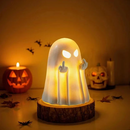 Resin Ghost Figurine with Middle-Finger Gesture