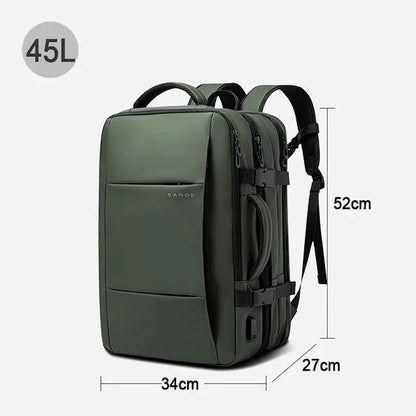 Expandable Business Backpack for Men - 17.3" Laptop, USB, Waterproof Travel Bag