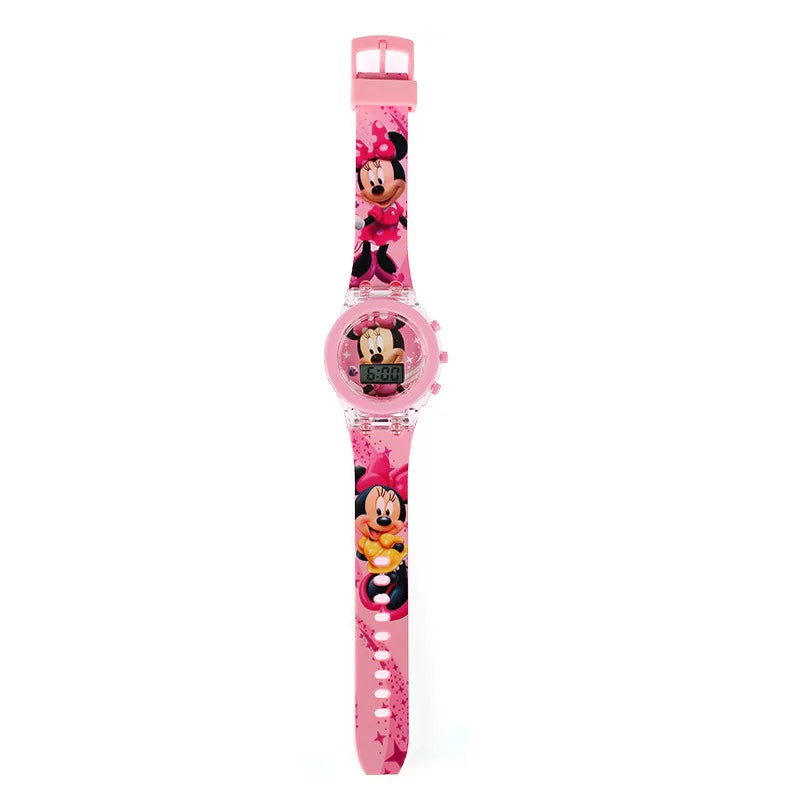 Kids LED Light-Up Digital Watch – 36mm Case, Cartoon Characters, 3BAR Water Resistant, Soft Rubber Strap