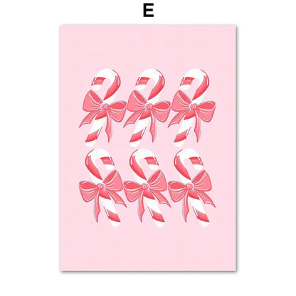 Modern Simple Wall Art Pink Christmas Tree Father Christmas HD Canvas Print Poster Home Living Room Bedroom Decoration