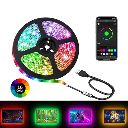 Bluetooth RGB LED Strip Lights 5050 SMD USB 5V App-Controlled TV Backlight & Room Accent Lighting