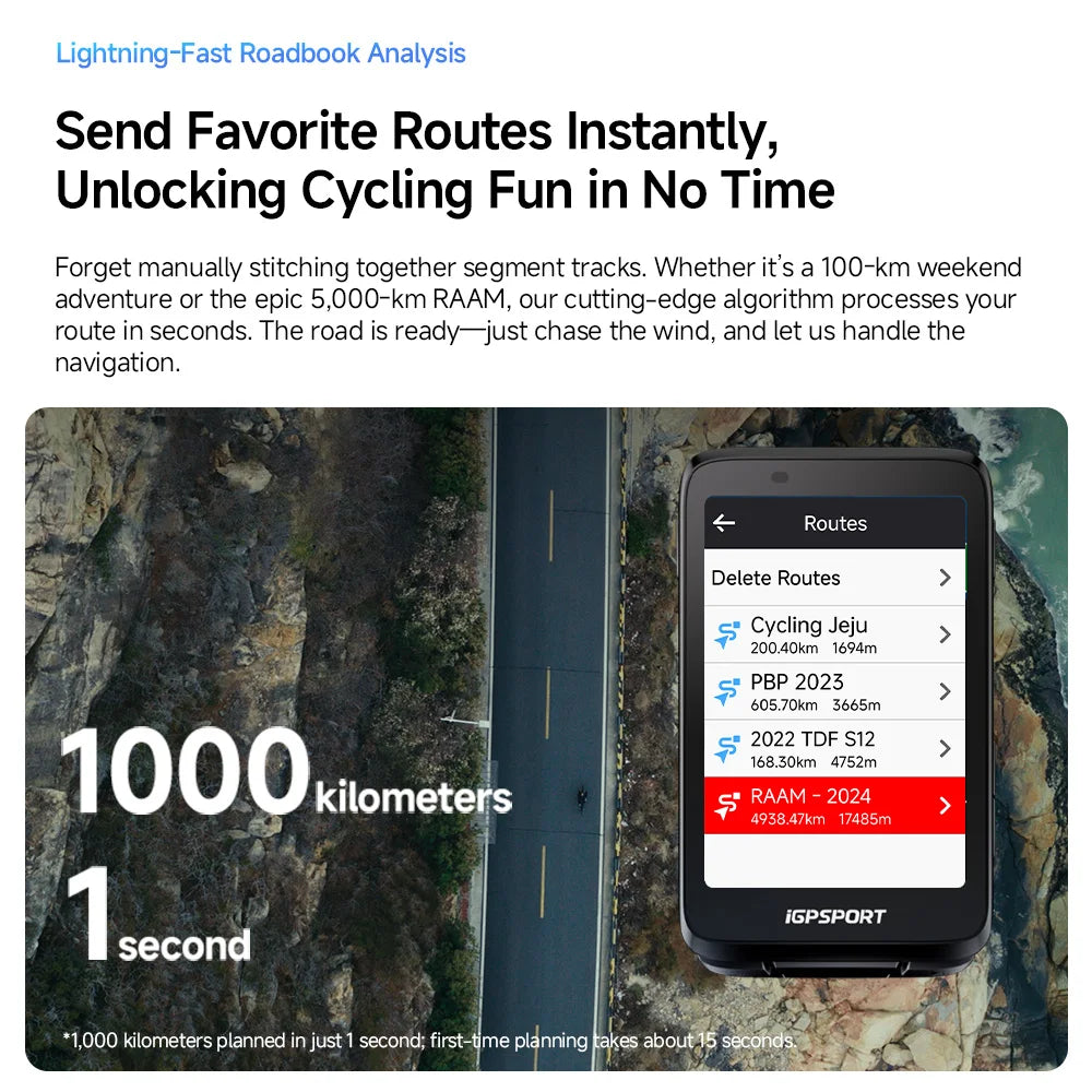 iGPSPORT BiNavi GPS Bike Computer - Touchscreen Map Navigation, 35hr Battery, IPX7, iClimb 3.0, Route Planning