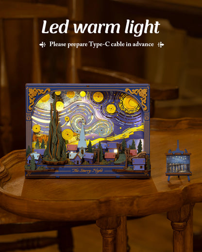 ROKR Starry Night 3D Wooden Puzzle – Van Gogh DIY Craft Kit Wall Art (238 Pieces)