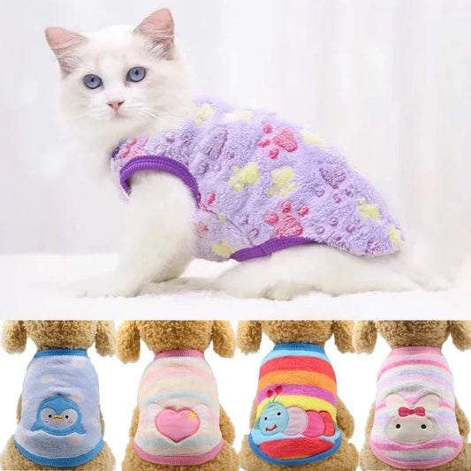 Cartoon Fleece Pet Sweater – Winter Warm Dog & Cat Coat (XXS-XL)
