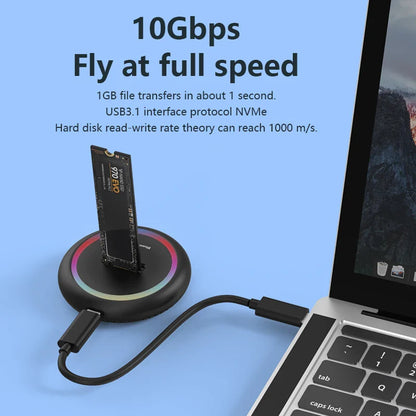 Dual-Protocol M.2 SSD Docking Station USB-C NVMe + SATA (M.2 NGFF) with RGB LED Light