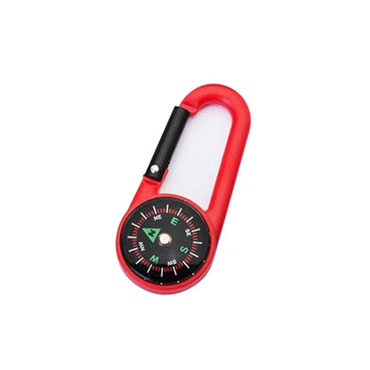 Mini Compass Carabiner Keychain — Camping & Hiking Backpack Buckle Survival Tool
