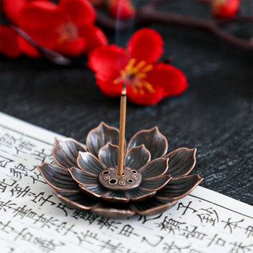 Aluminum Alloy Lotus Incense Burner – Stick & Coil Holder Plate for Temple, Yoga Studio & Home Décor