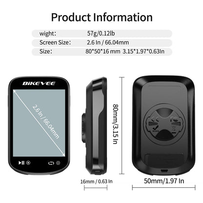 Bikevee BKV-520 GPS Bike Computer - 2.6" Sunlight-Readable LCD, 5-Satellite GPS, 28hr Battery, IPX7, Bluetooth 5.3