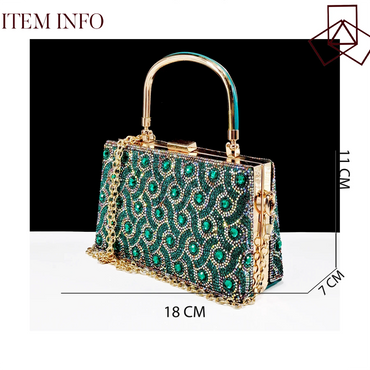 QSGFC 2024 Rhinestone Design INS Hot Sale New Arrivals African Shoes and Bag Set in Green Color Open Toe Comfortable Women Heels