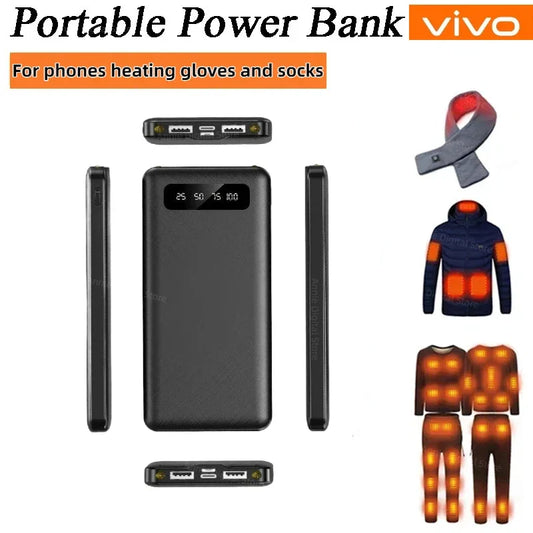 50000mAh Power Bank Large Capacity Dual USB Portable Battery with LED Digital Display, Fast Charging for Phones & Heated Jackets