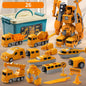 Kids Magnetic Transforming Engineering Car Toy - Magnetic Build Set with Storage Box