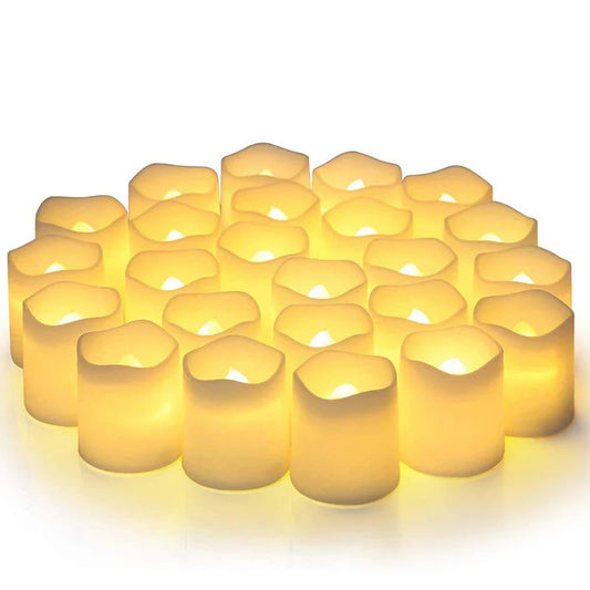 24-Pack Flameless LED Tea Lights - Warm White Flickering Battery-Operated Candles for Wedding, Home, Halloween, Christmas