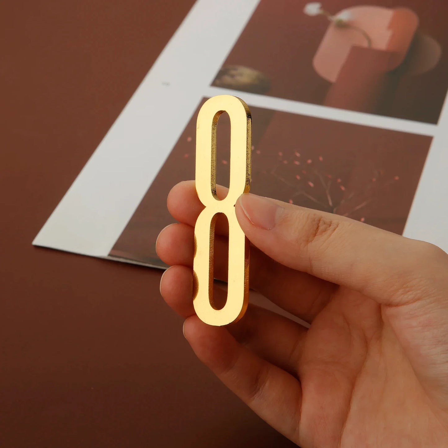 Golden Door Number with Backing Adhesive 7cm Metal House Number Apartment Door Number for Outdoor Hotel Home Mailbox Label