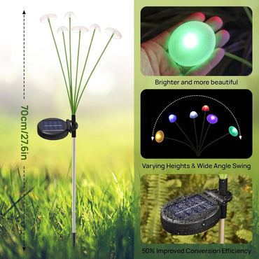 Solar Mushroom Garden Lights Dual-Mode LED Waterproof Pathway & Patio Decor (Jellyfish Style)