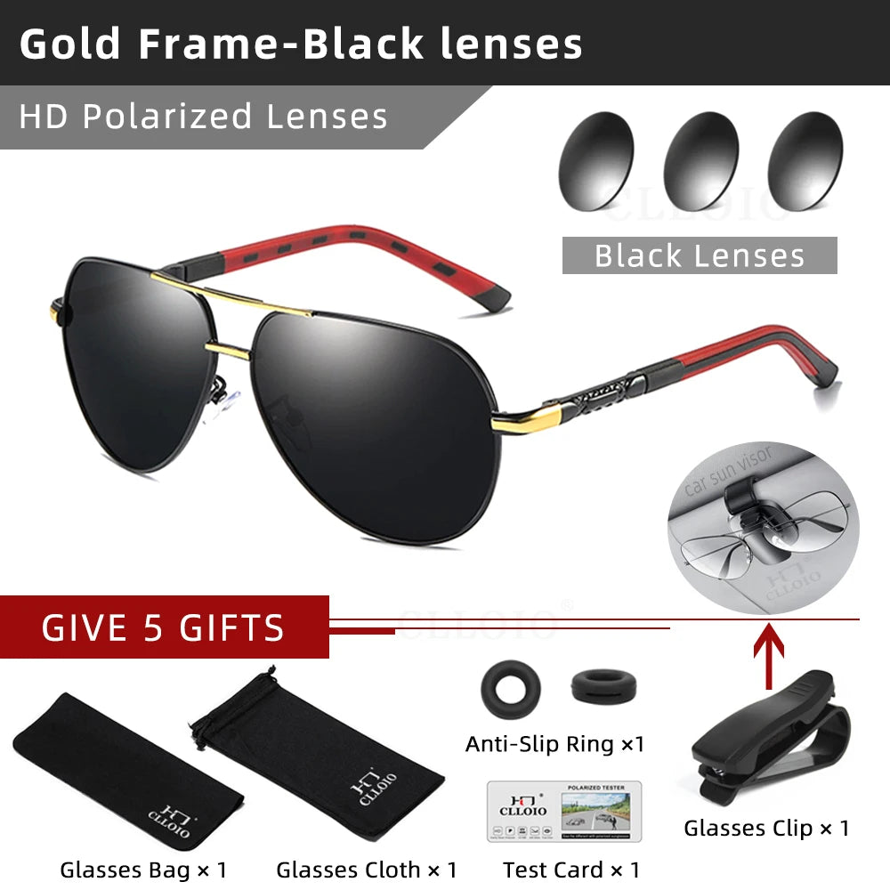 CLLOIO Pilot Polarized Sunglasses for Men & Women – UV400 Aluminum Frame