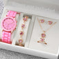 5/6-Piece Women's Quartz Watch & Jewelry Gift Set - Silicone Band, 38mm (1.50 in)